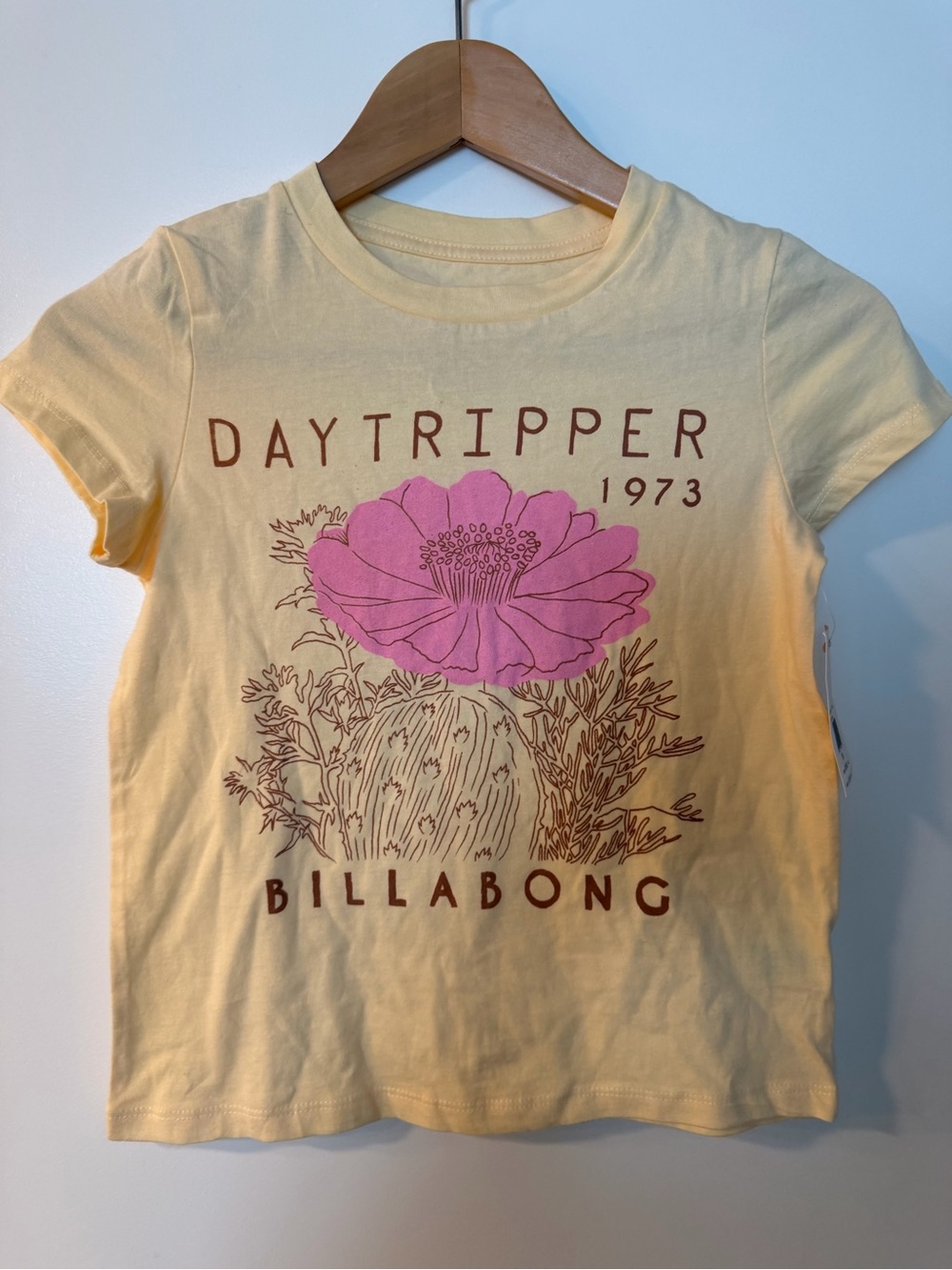 Billabong Yellow Tee with Pink Floral Graphic